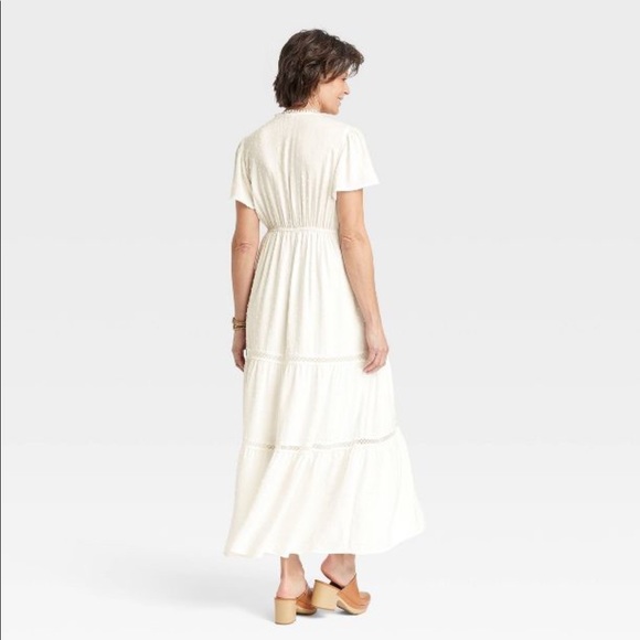 Knox Rose Flutter Short Sleeve Dobby A-Line Dress NWT - Picture 2 of 4